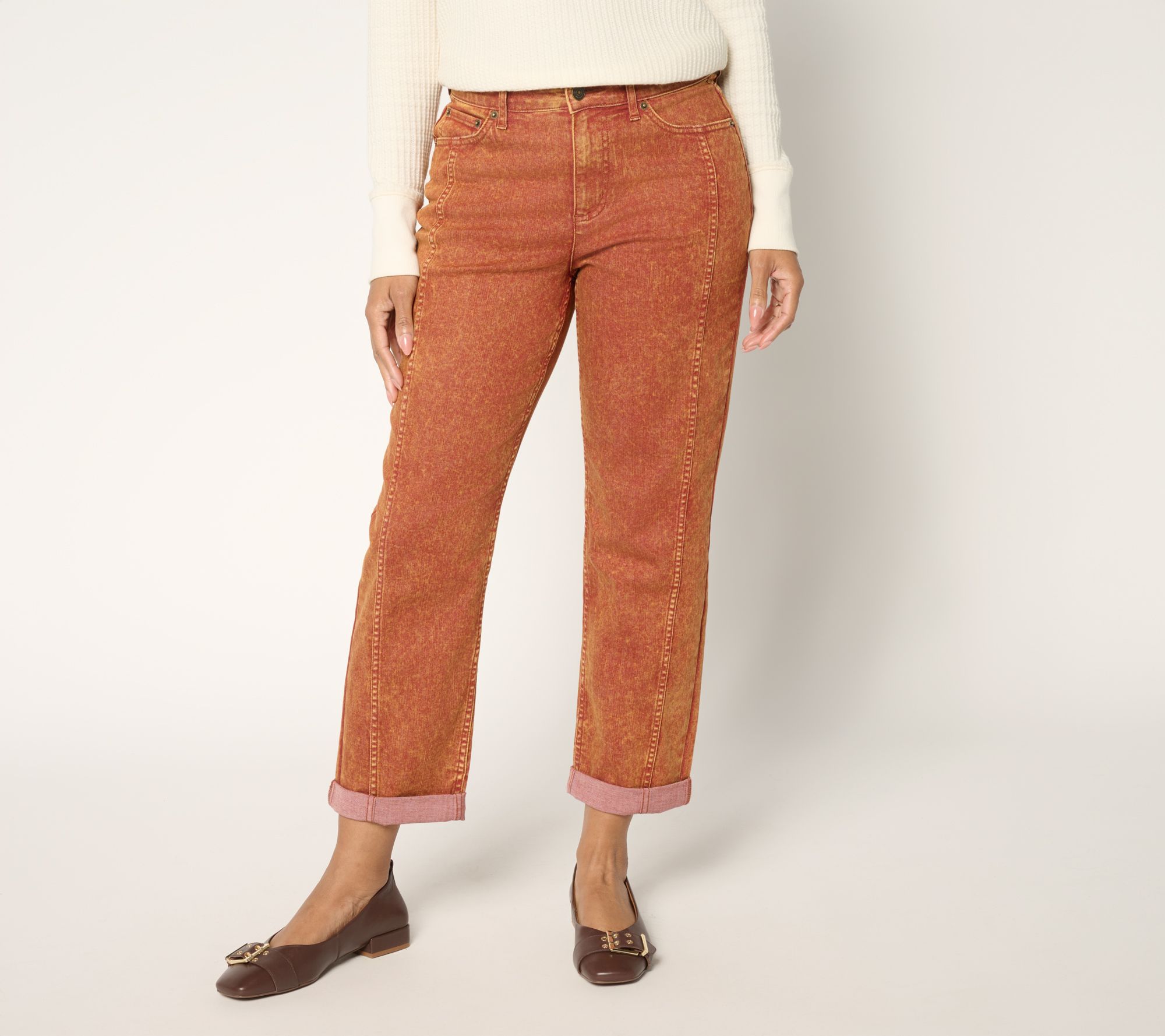 "As Is" LOGO by Lori Goldstein Petite Desert Wash Boyfriend Jeans