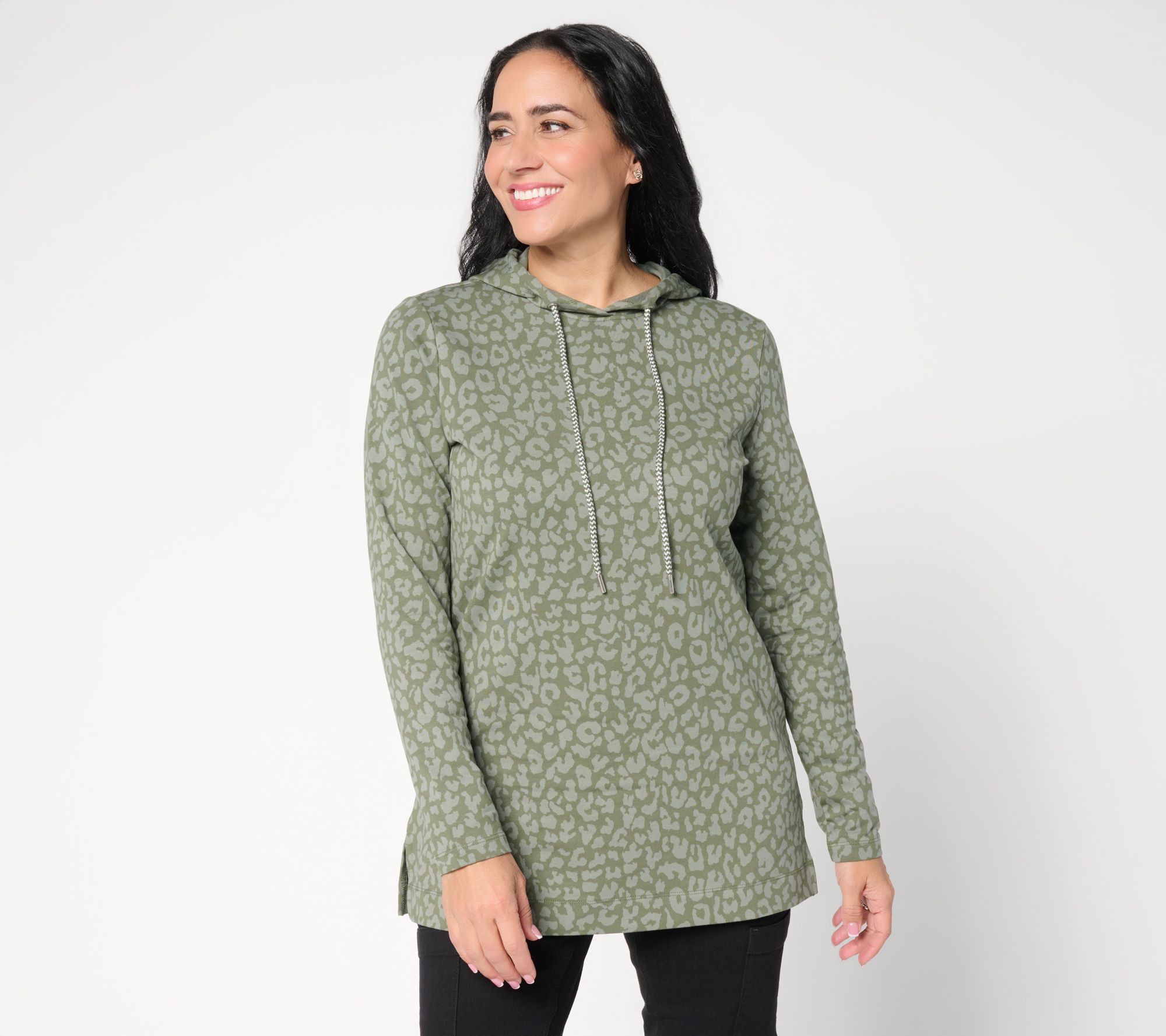 "As Is" Denim & Co. Active Reg French Terry Animal Tunic Pullover