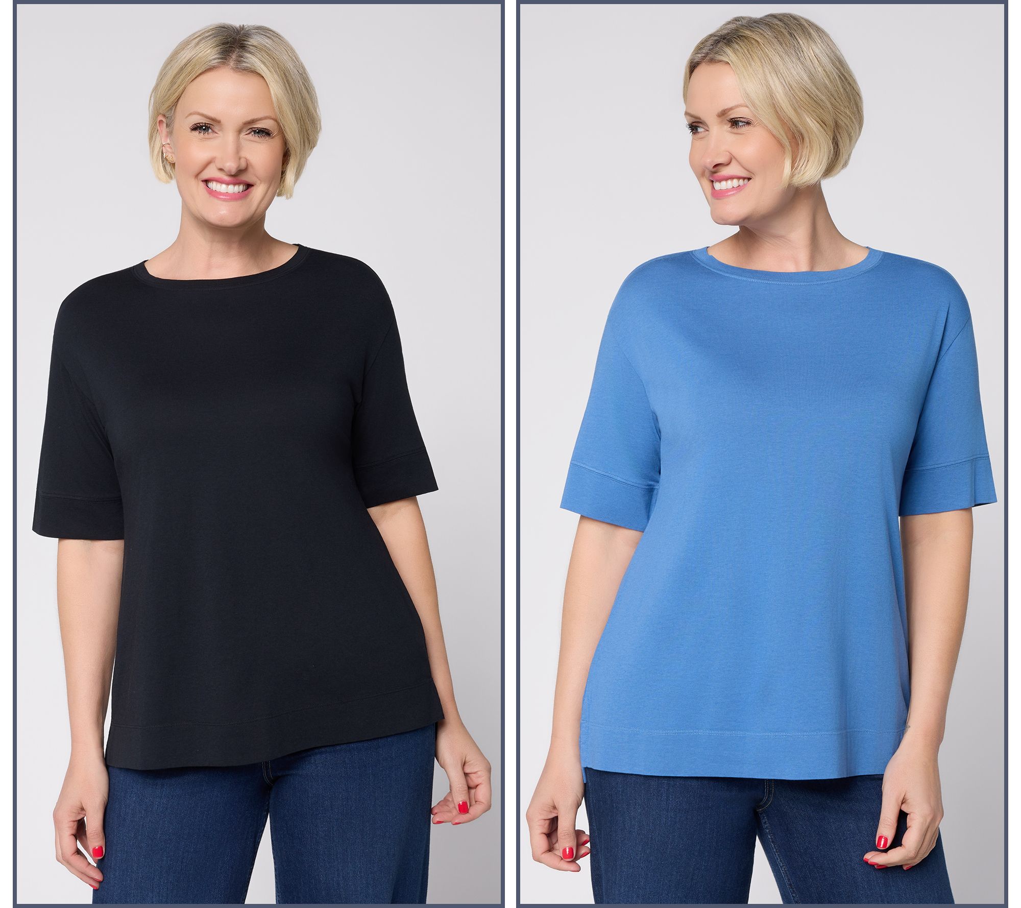 LOGO Principles by Lori Goldstein 2 Pack Elbow Sleeve Tees