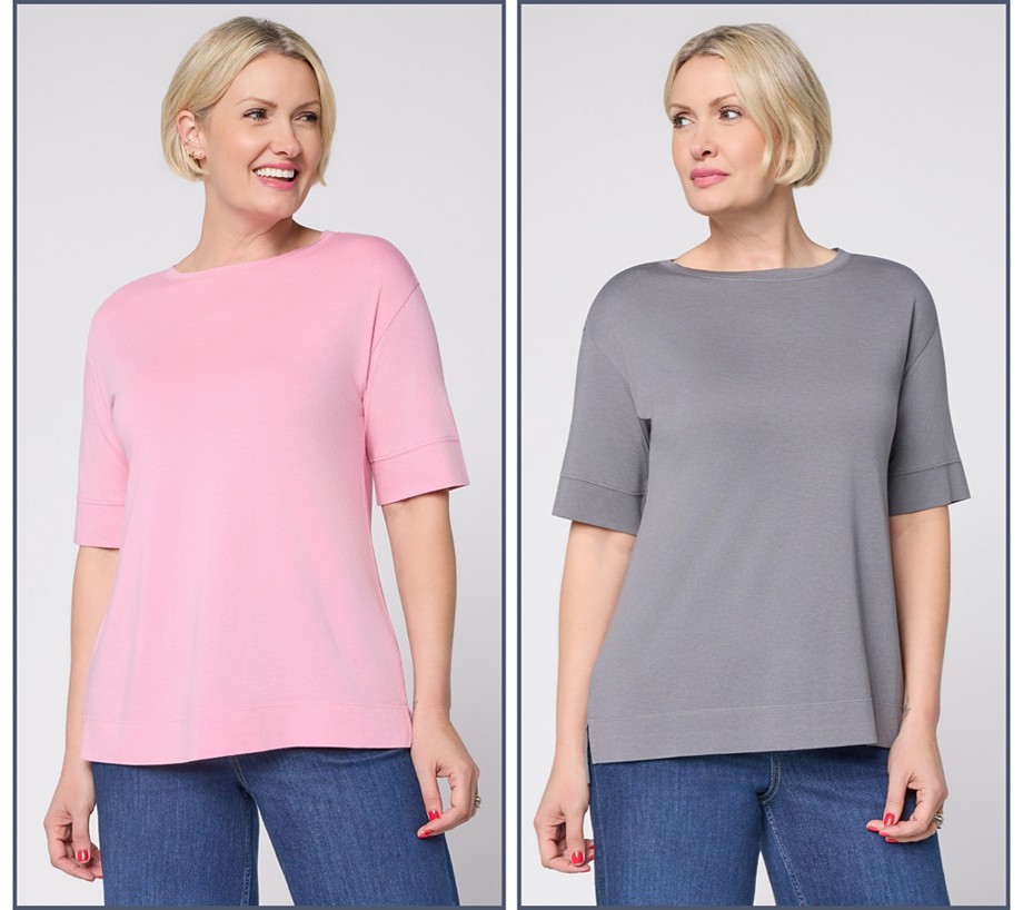 LOGO Principles by Lori Goldstein 2 Pack Elbow Sleeve Tees