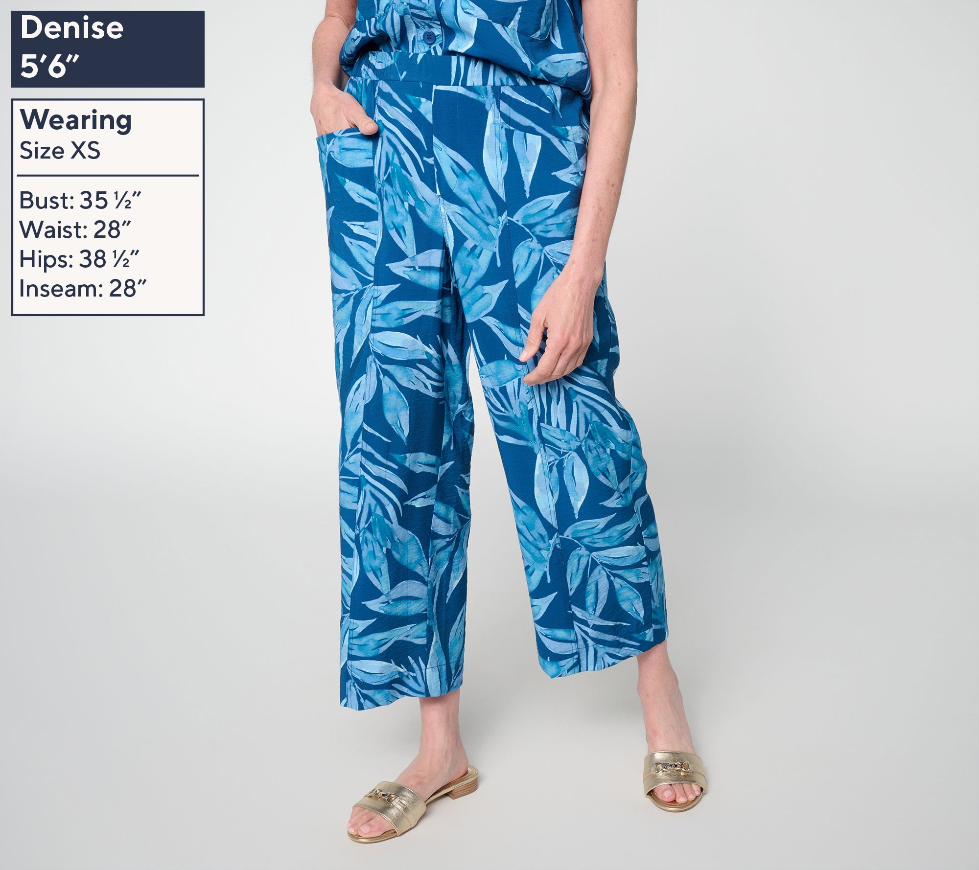 Susan Graver Weekend Regular Printed Crinkle Woven Faille Crop