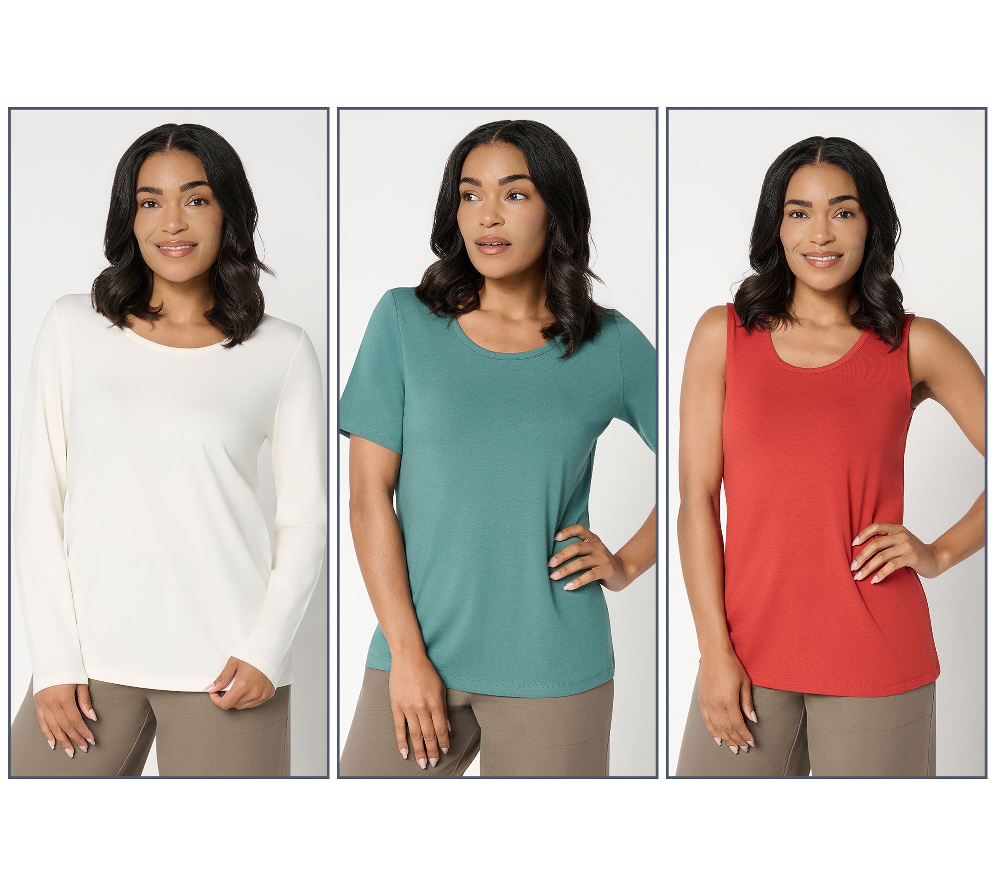 Denim & Co. Essentials So Soft Jersey 3 Pack Variety Tops
