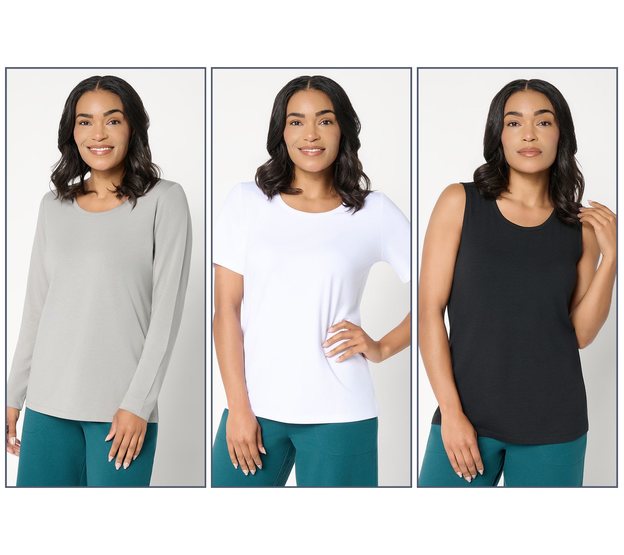 Denim & Co. Essentials So Soft Jersey 3 Pack Variety Tops