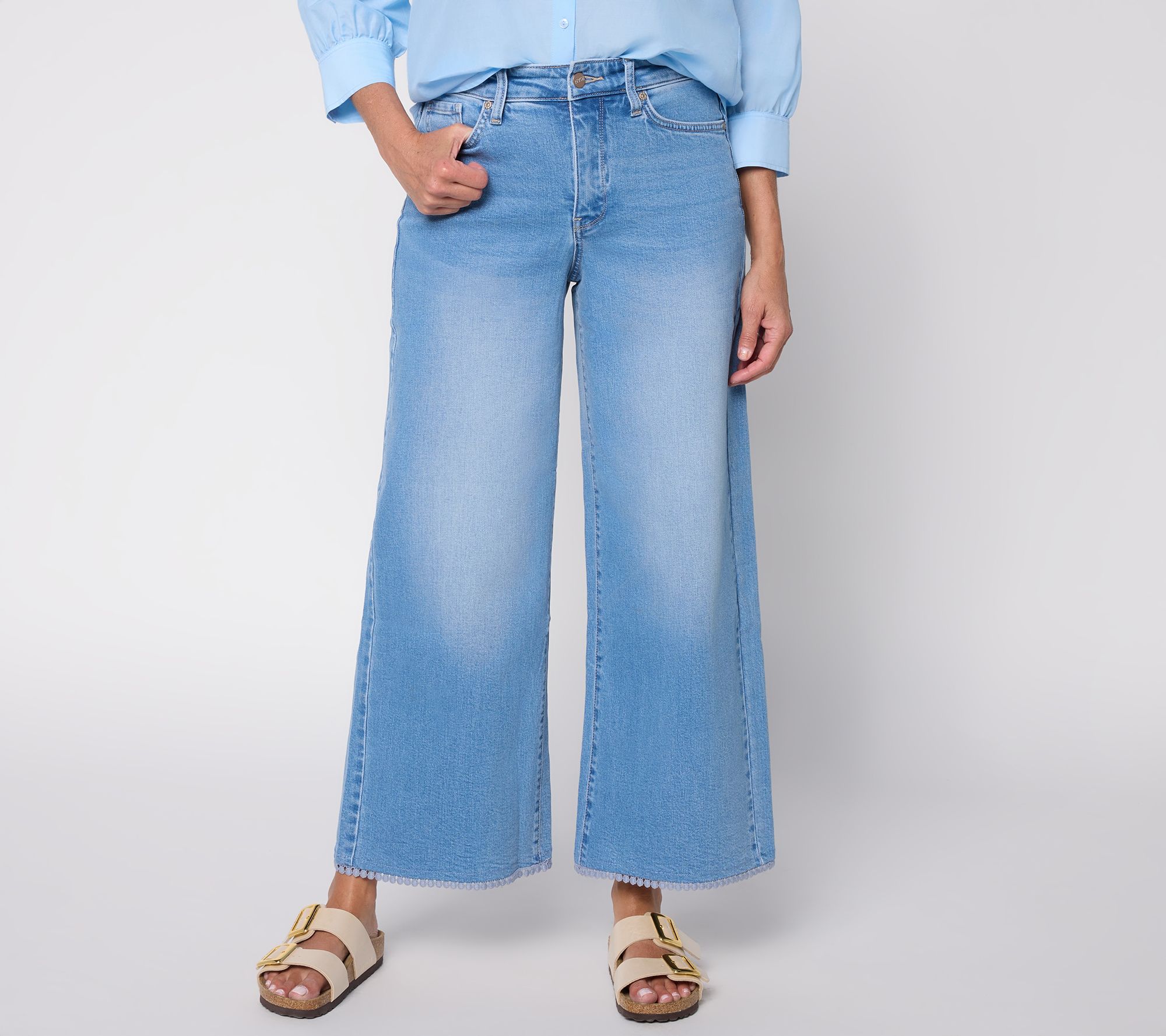 NYDJ Brodi High Rise Wide Leg Jean With Crochet Trim