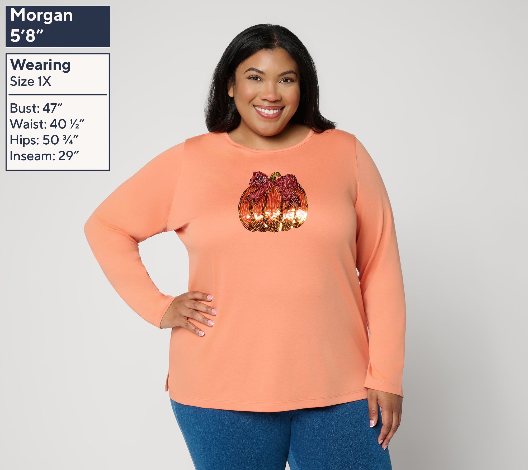 Quacker Factory Pretty Pumpkin Long Sleeve Top | QVC
