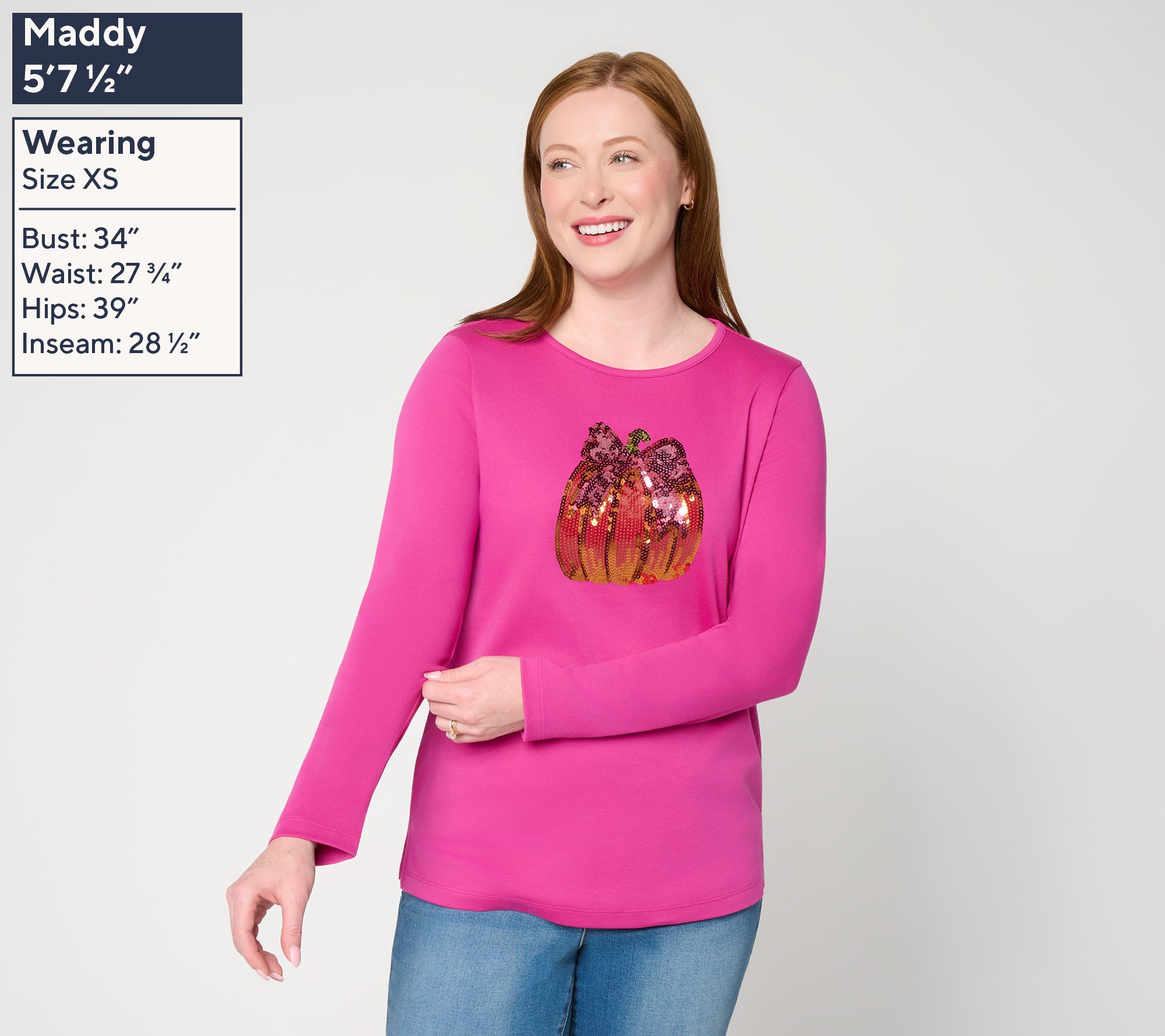 Quacker Factory Pretty Pumpkin Long Sleeve Top | QVC