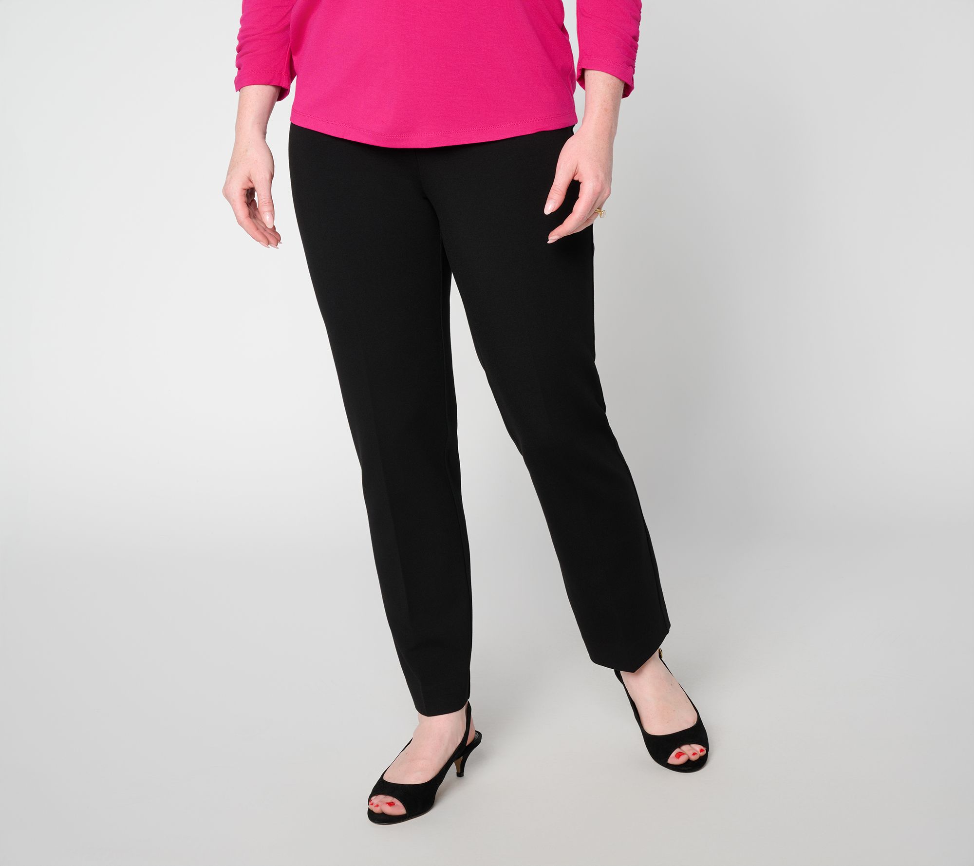 Susan Graver Essentials Regular Smart Ponte 350 Slim Leg Ankle Pants