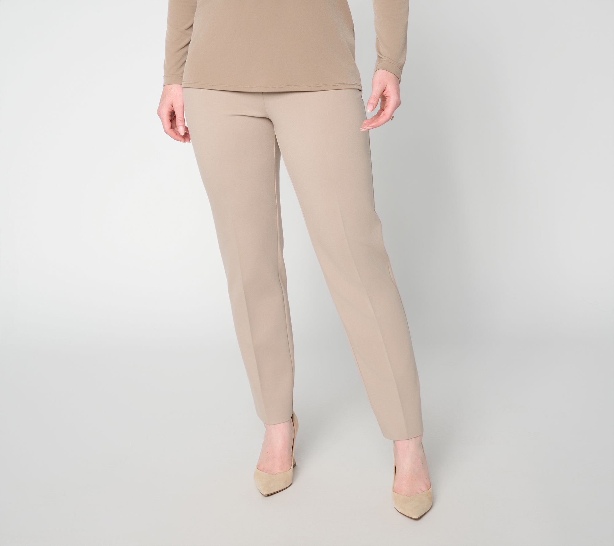 Susan Graver Essentials Regular Smart Ponte 350 Slim Leg Ankle Pants