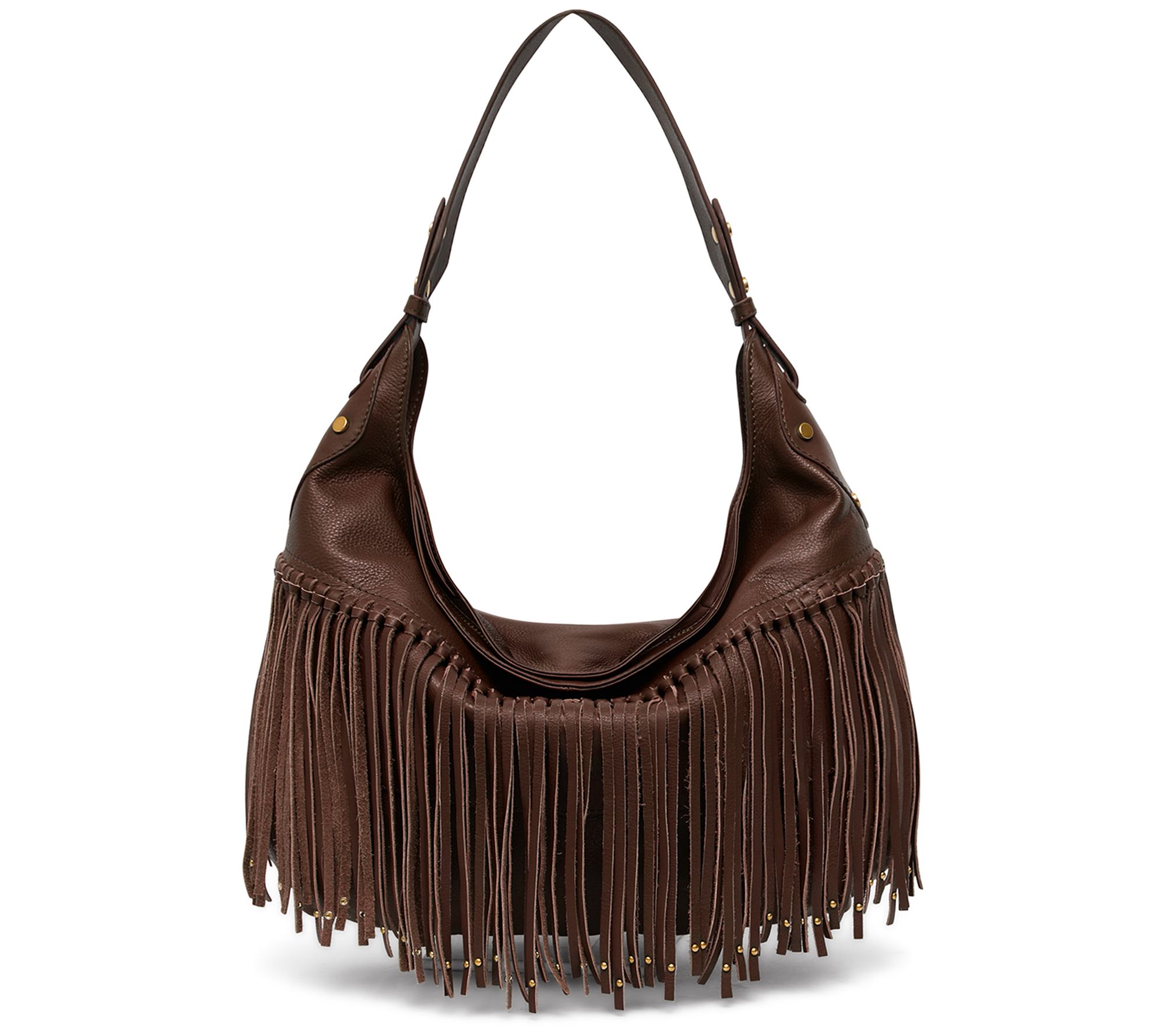 American Leather Co. Lilly Fringe Leather Zip Top Hobo