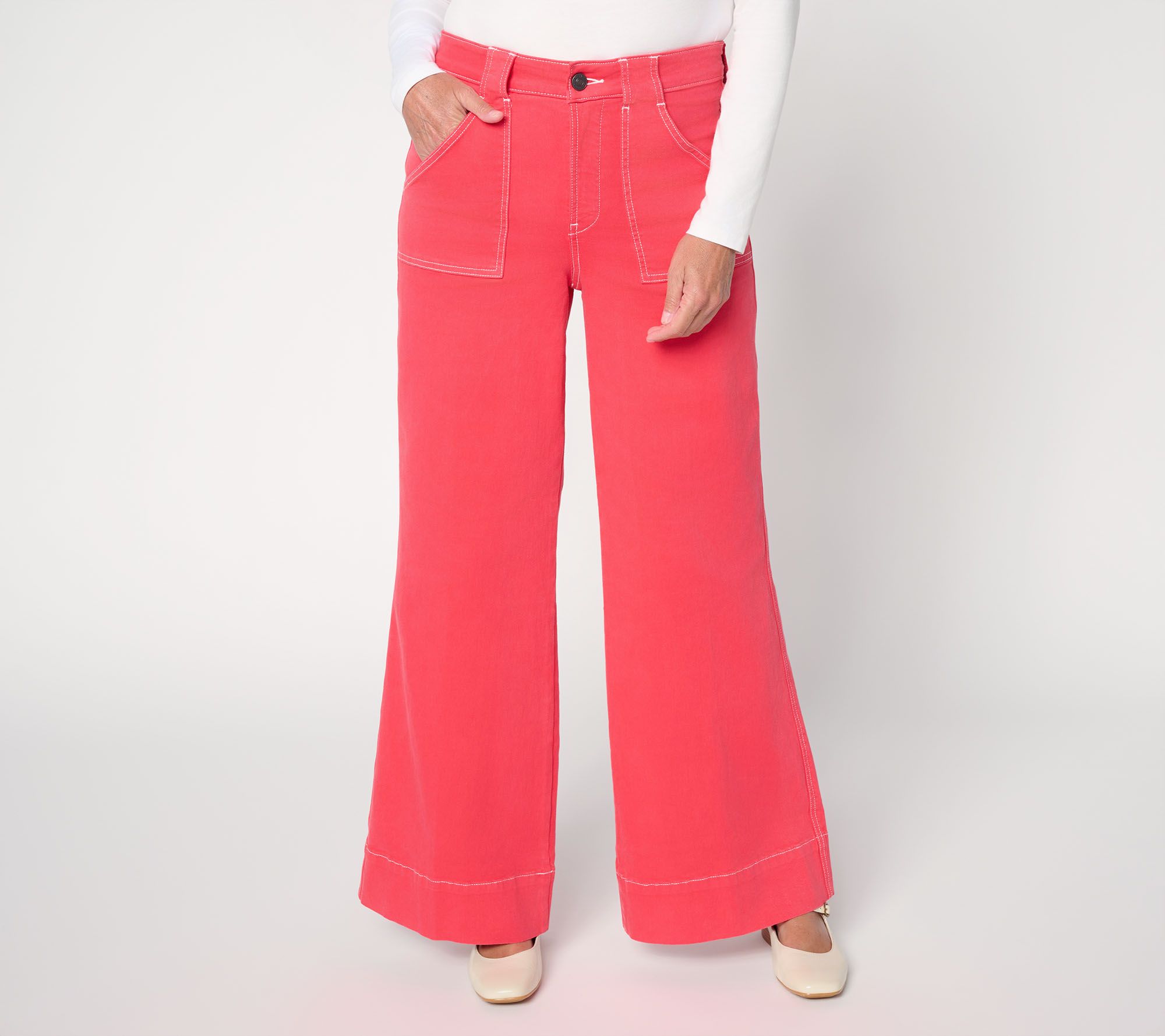 NYDJ Mia Palazzo Jean w/ Front Patch Pocket & Contrast Stitch