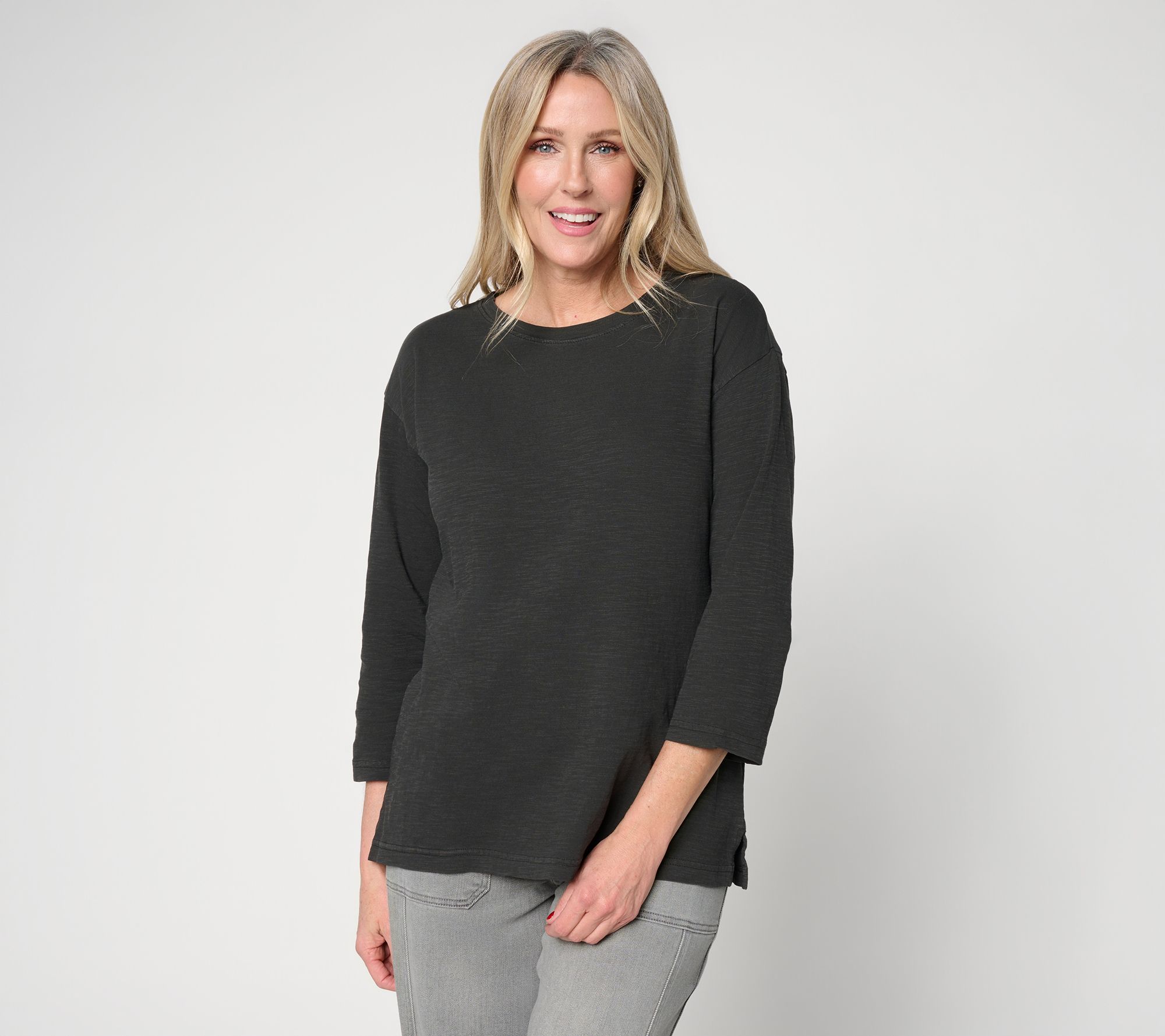 "As Is" LOGO Principles by Lori Goldstein 3/4 Sleeve Top with Side Slits