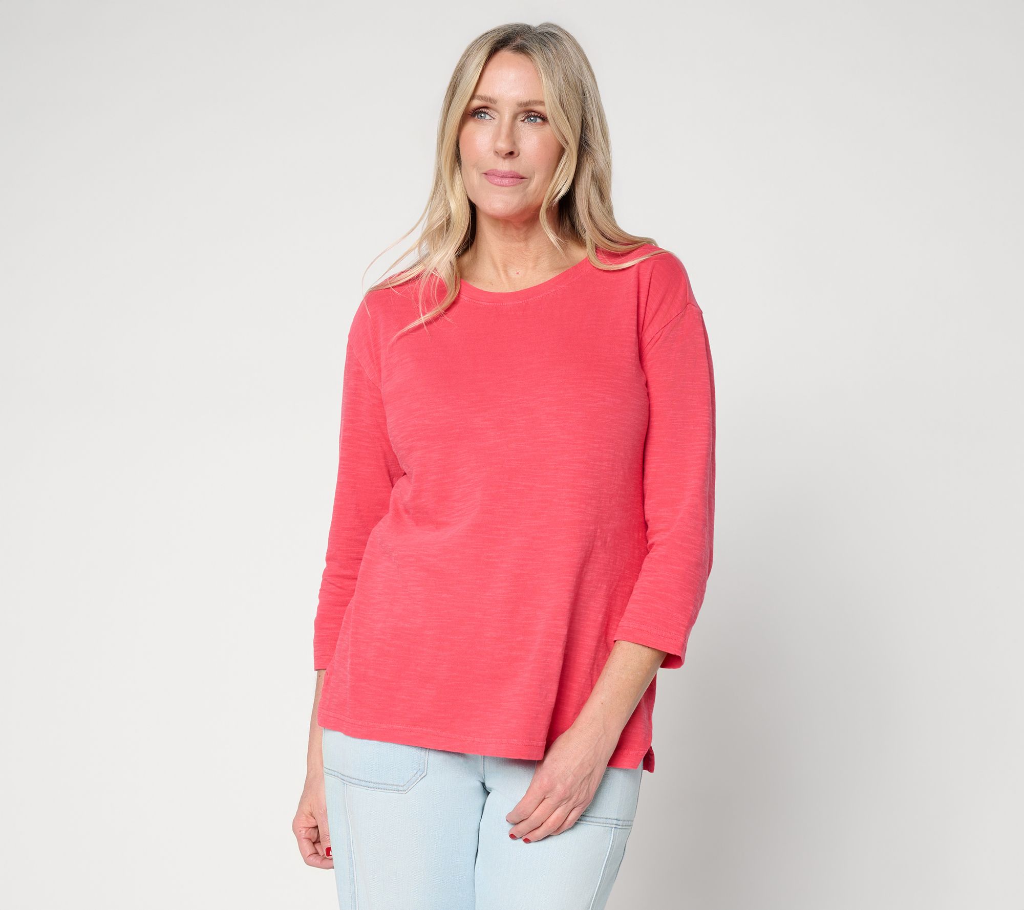 "As Is" LOGO Principles by Lori Goldstein 3/4 Sleeve Top with Side Slits