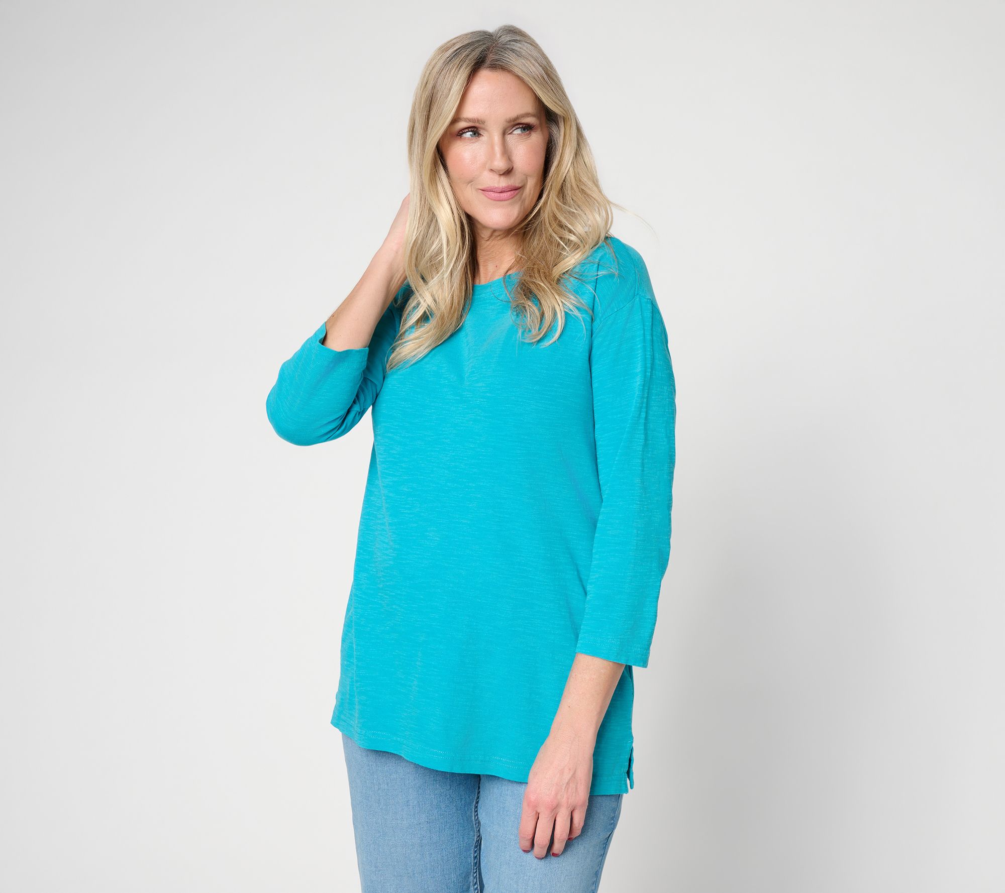 "As Is" LOGO Principles by Lori Goldstein 3/4 Sleeve Top with Side Slits