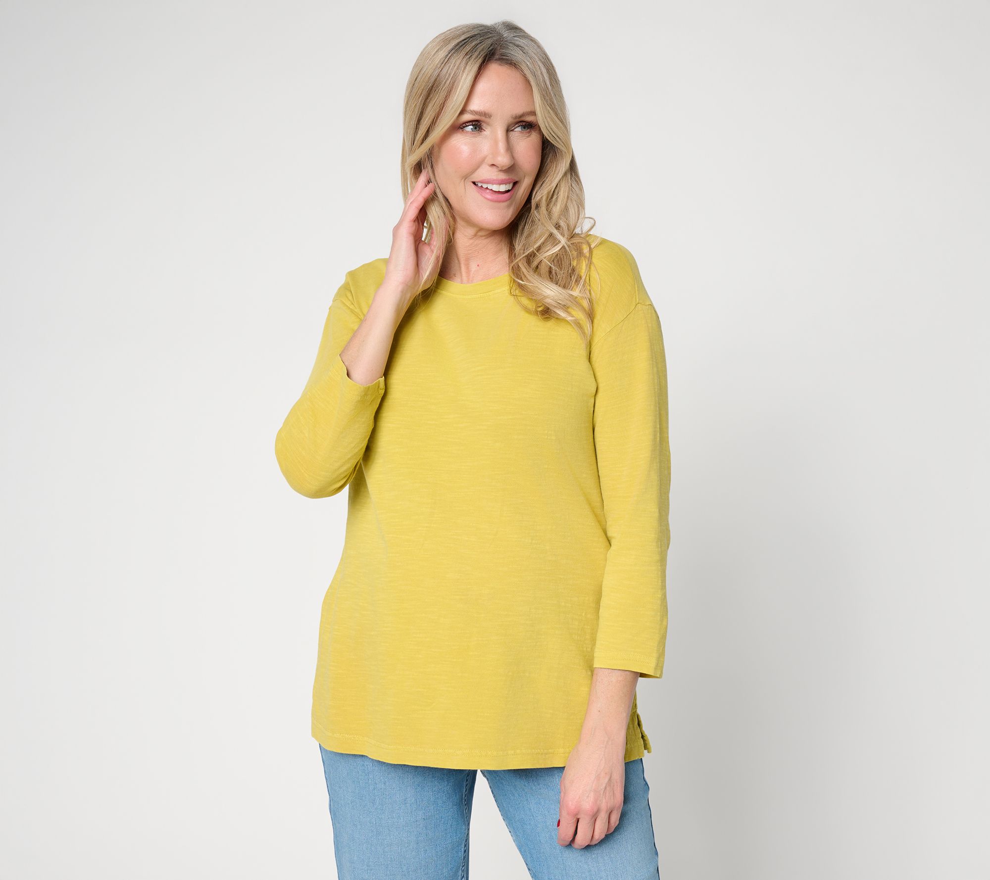 "As Is" LOGO Principles by Lori Goldstein 3/4 Sleeve Top with Side Slits