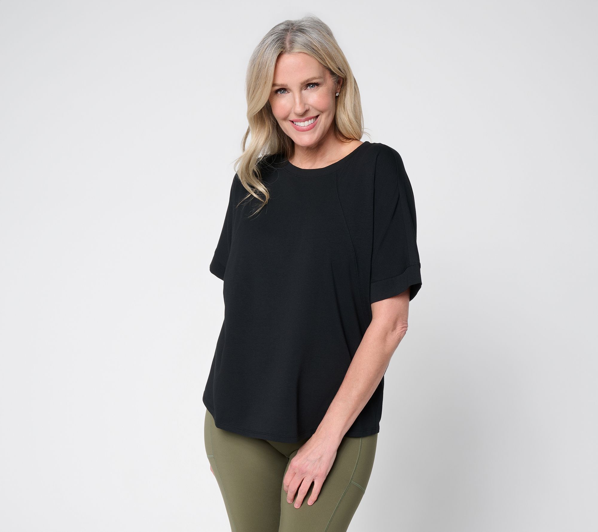 "As Is" AnyBody Cozy Knit Jersey Dolman Top With Seaming
