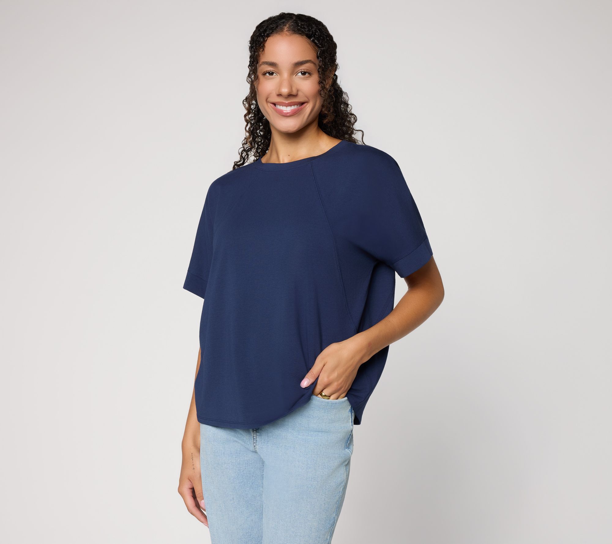 "As Is" AnyBody Cozy Knit Jersey Dolman Top With Seaming