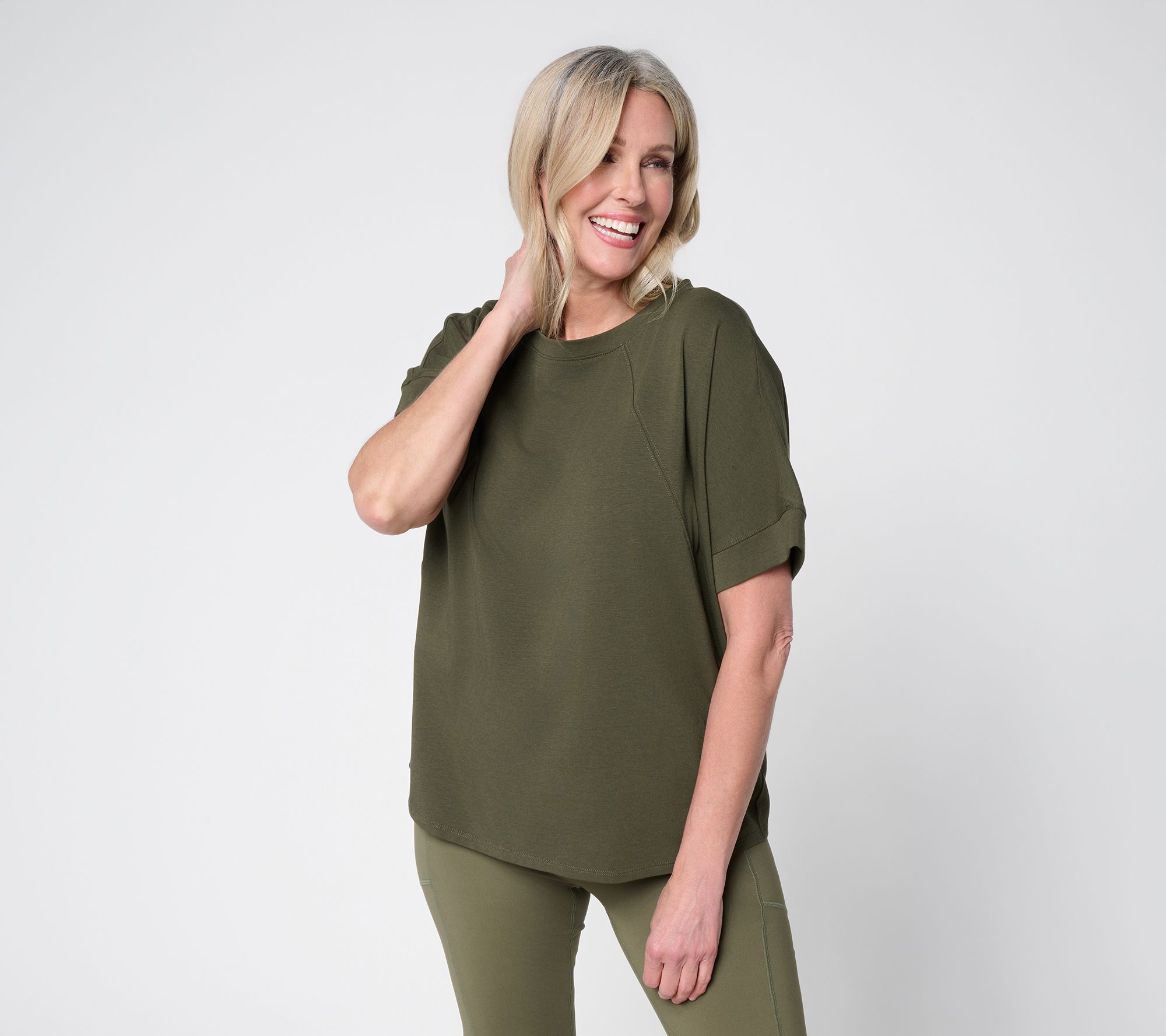 "As Is" AnyBody Cozy Knit Jersey Dolman Top With Seaming