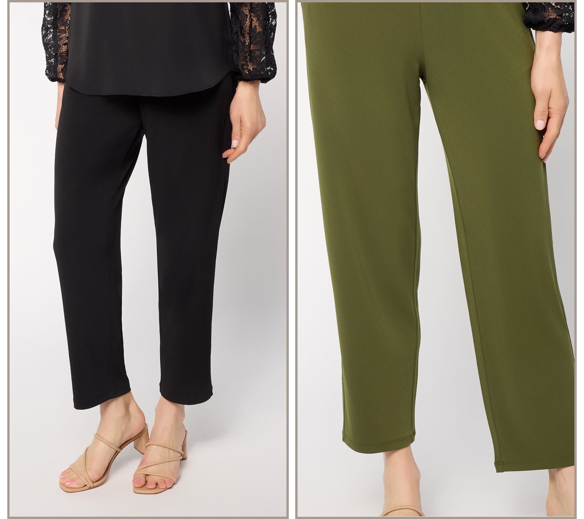  "As Is" Susan Graver Essentials S/2 Liquid Knit Ankle Pants