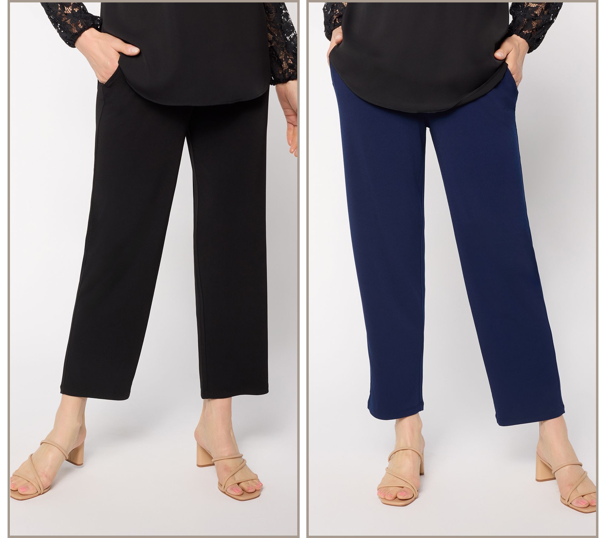 "As Is" Susan Graver Essentials S/2 Liquid Knit Ankle Pants