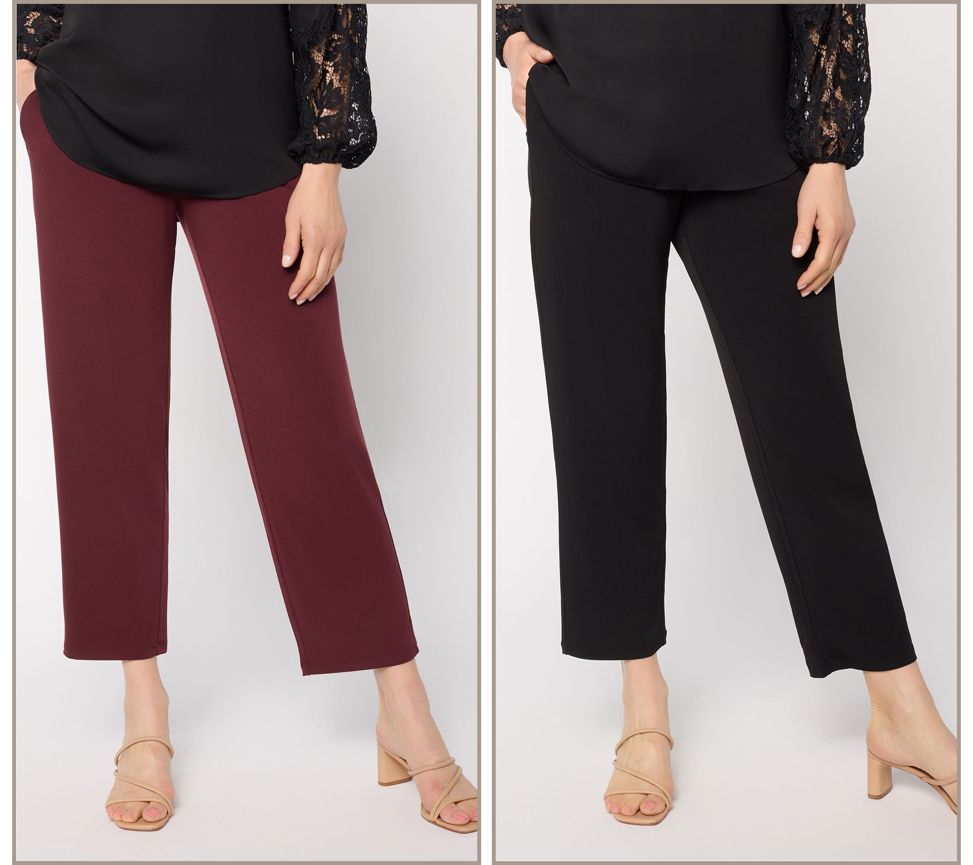 "As Is" Susan Graver Essentials S/2 Liquid Knit Ankle Pants