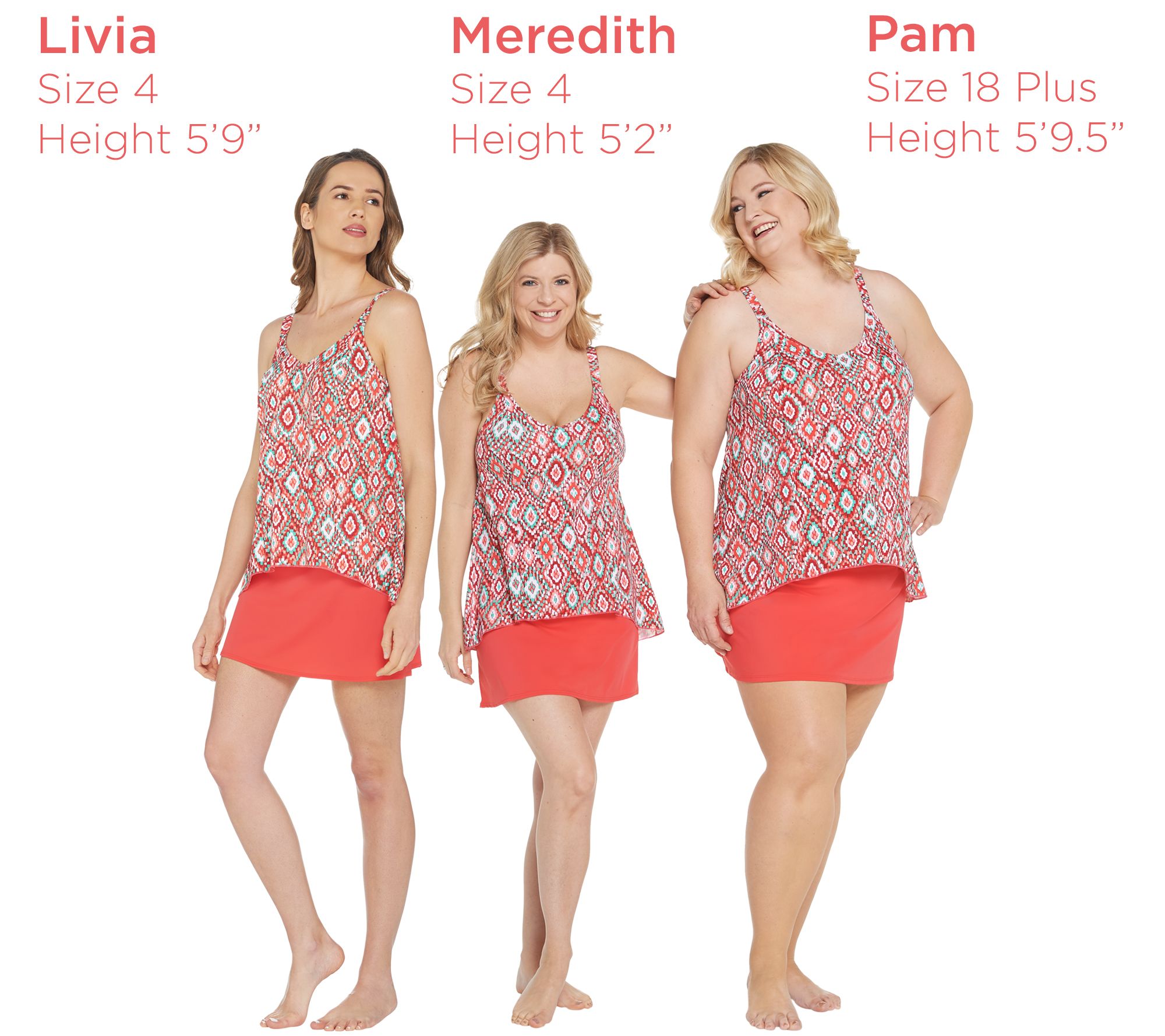 (QVC) Denim & Co. Beach HiLow Tankini Swimsuit with Skirt