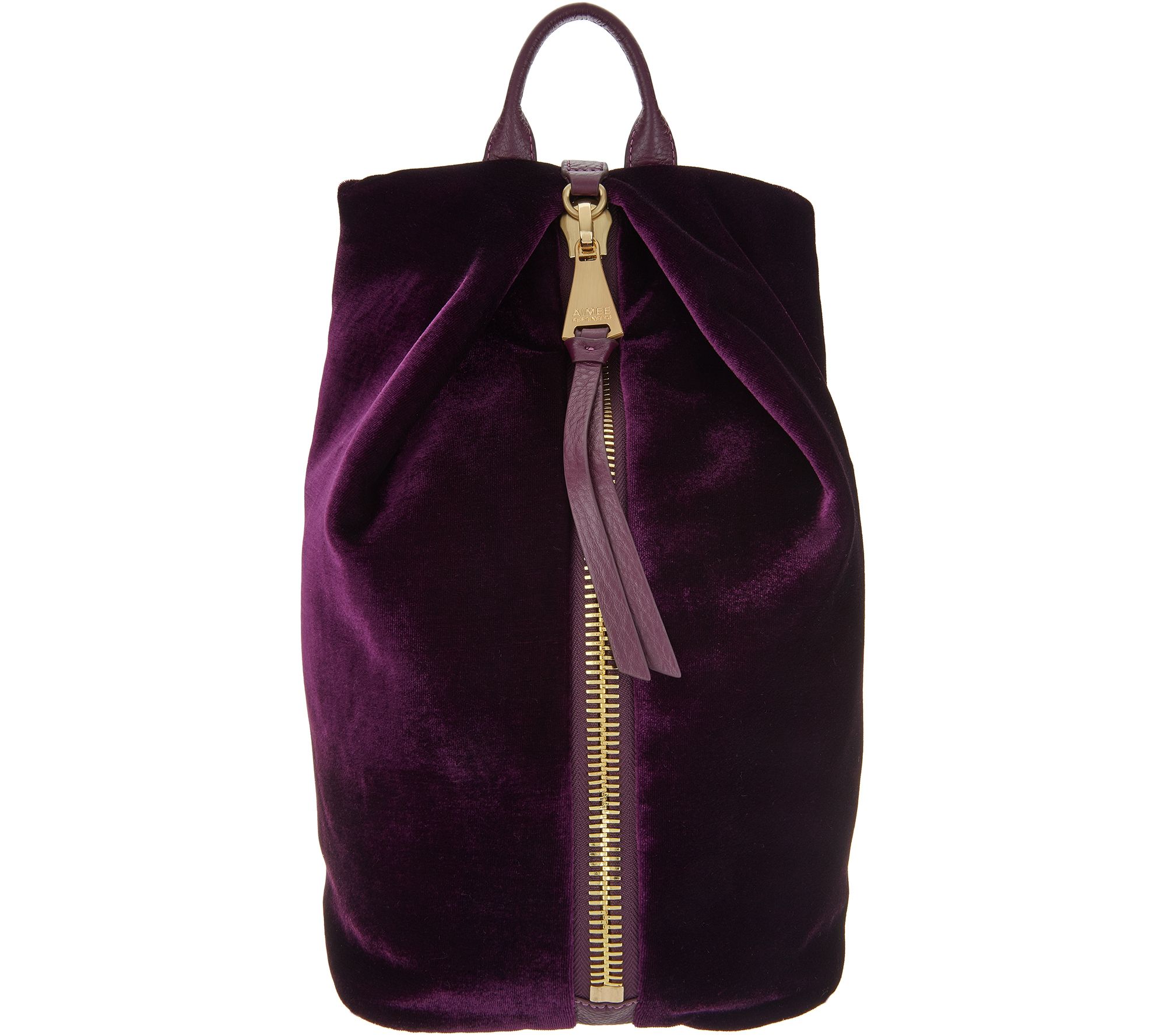 purple velvet backpack