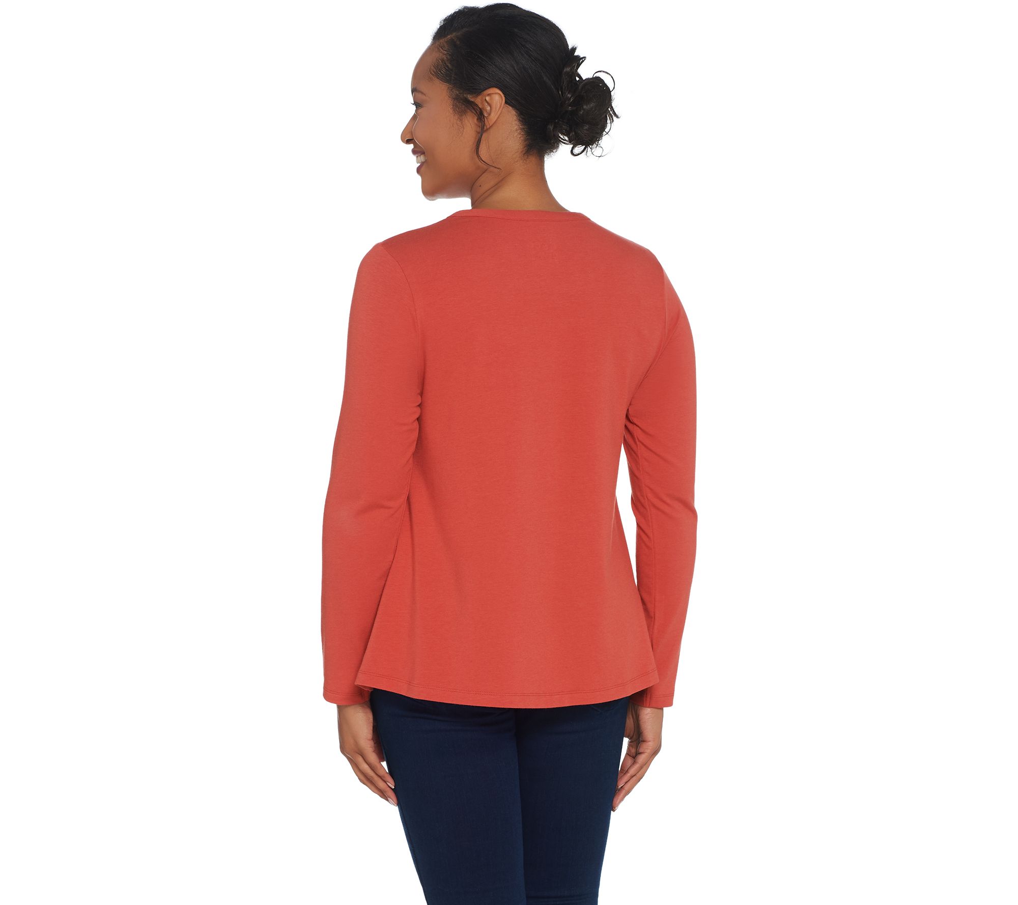 "As Is" Denim & Co. Essentials Crew Neck Long Sleeve Knit Top