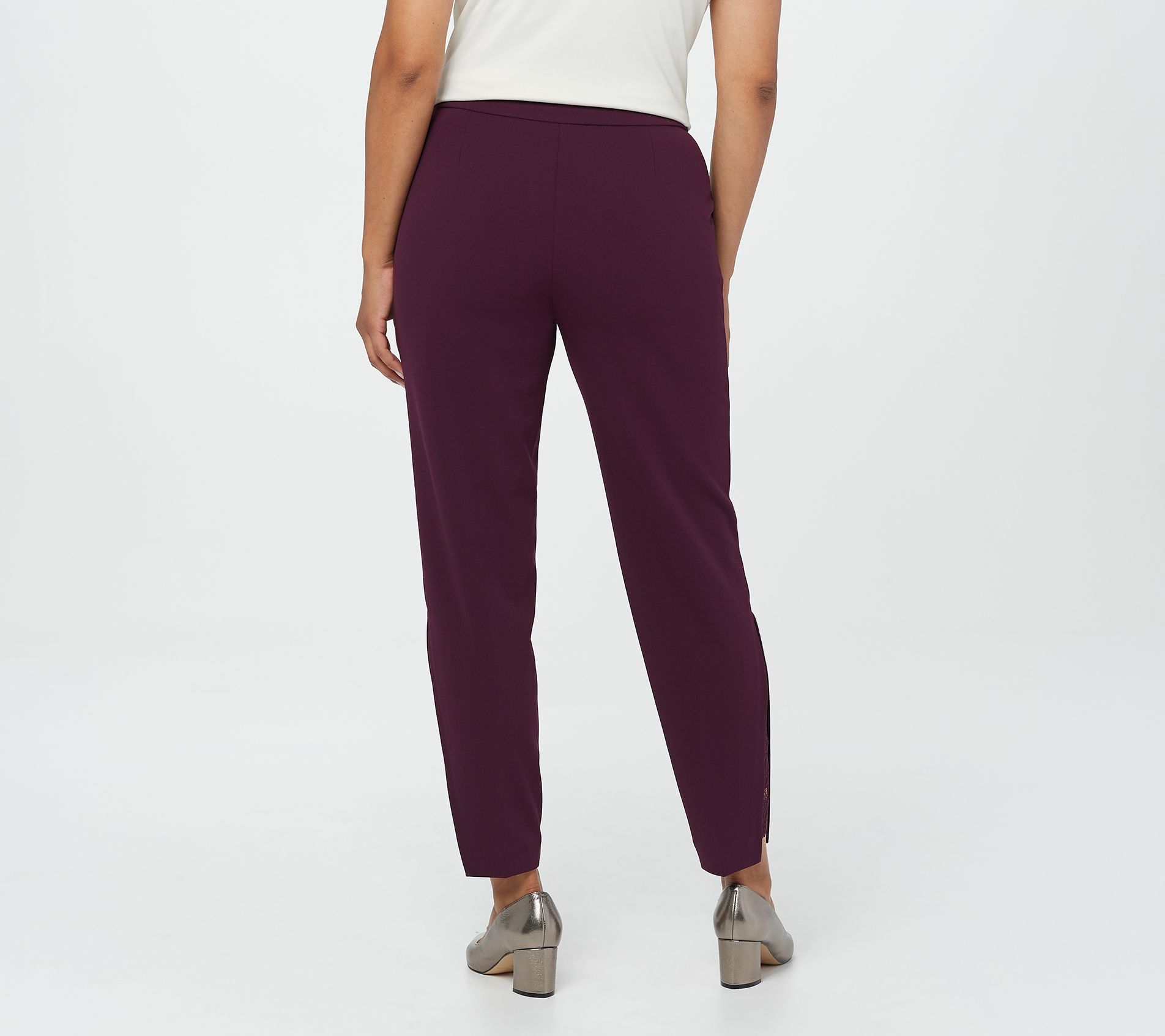 Dennis Basso Luxe Crepe Pull-On Ankle Pants w/ Lace Insert - QVC.com