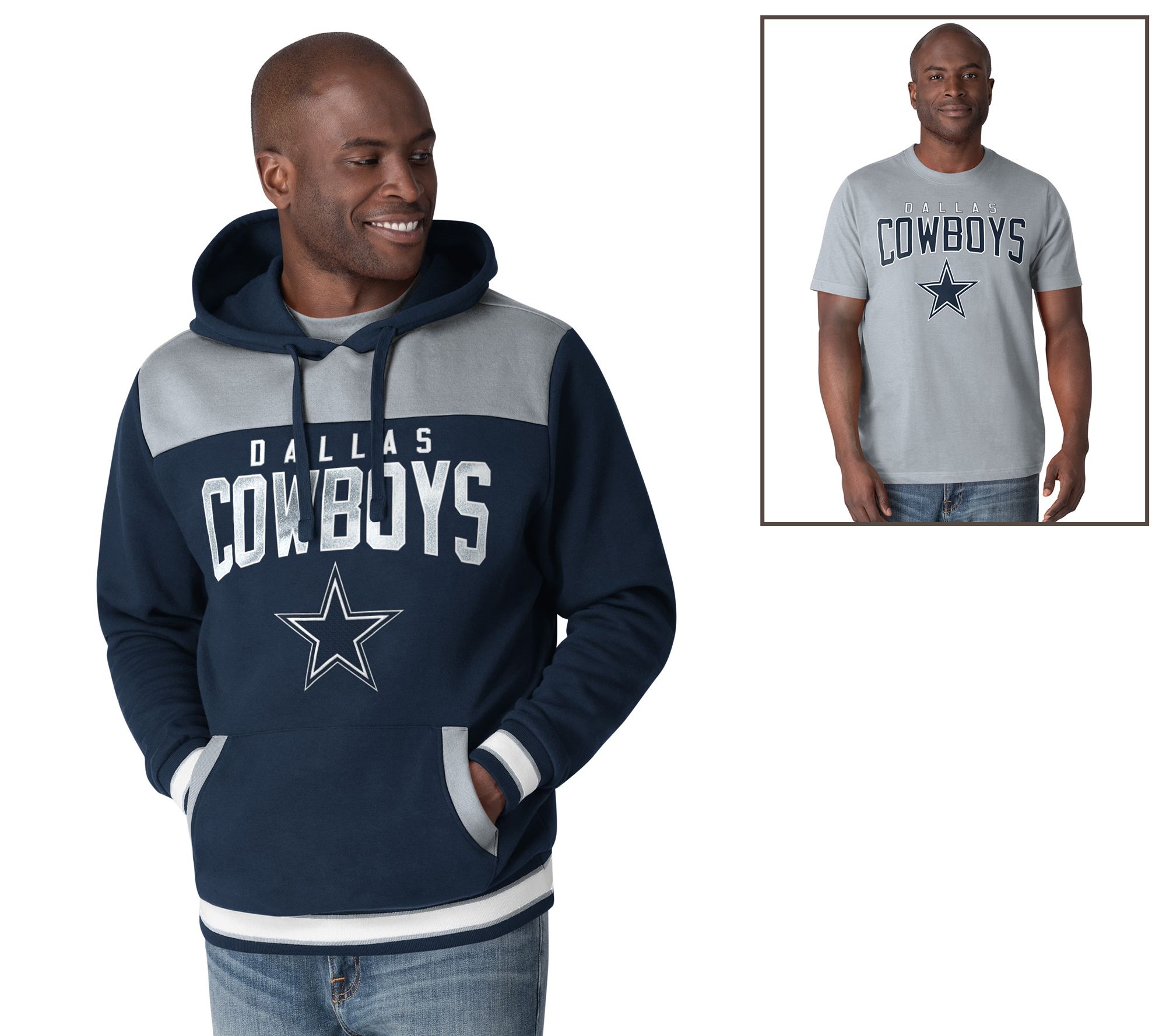Nfl Dallas Color Block Pullover Hoodie And T Shirt Combo Qvccom