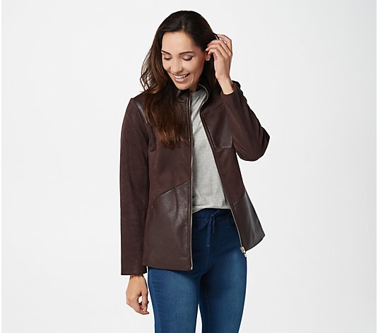 Belle by Kim Gravel Faux Leather and Faux Suede Jacket