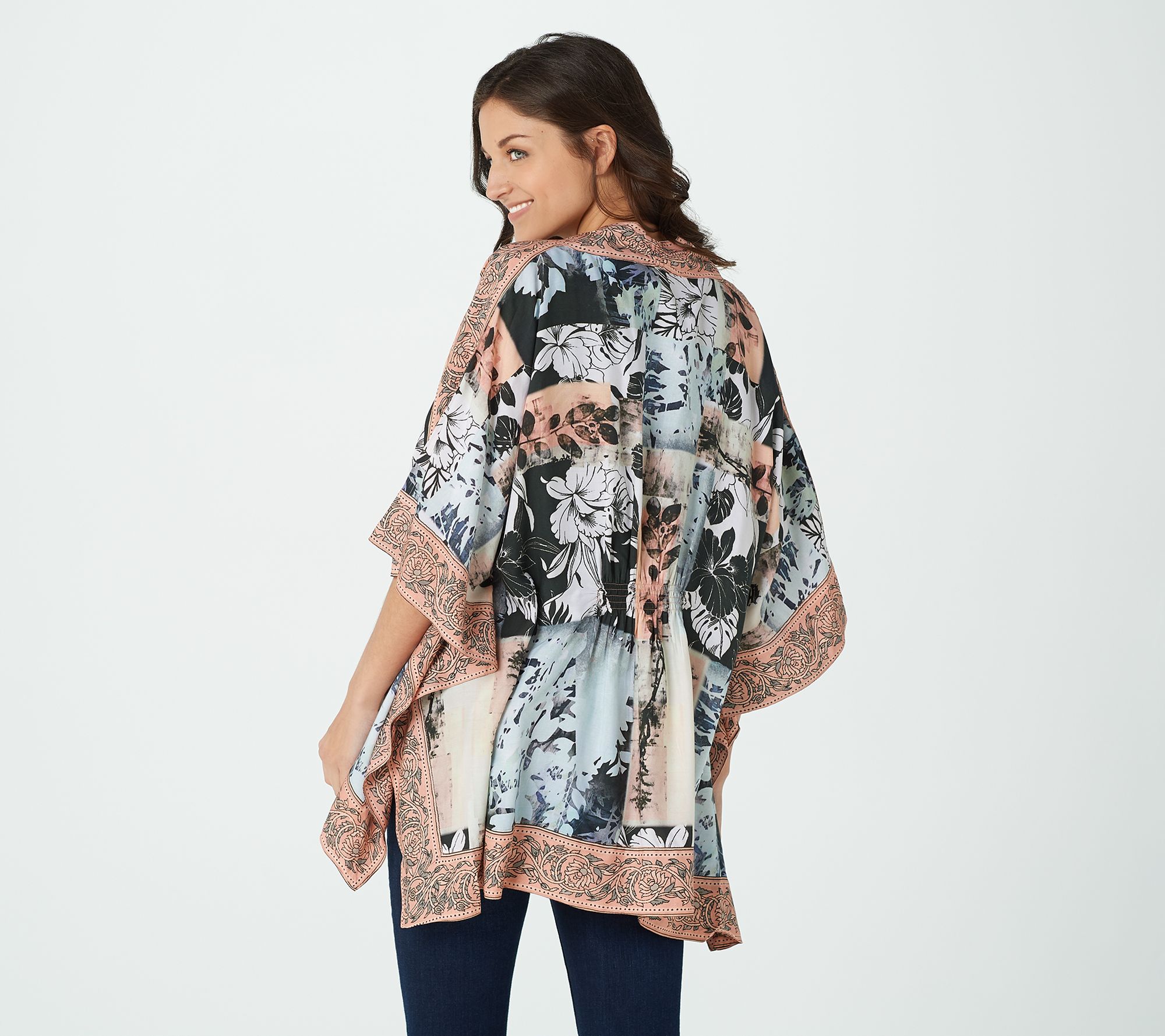 Tolani Collection Printed Open Front Woven Wrap - QVC.com