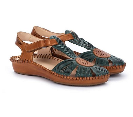 Pikolinos Floral Perforated Leather Sandals - P.Vallarta