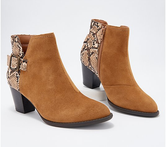 Vionic Suede Snake-Print Water-Resistant Boots - Naomi