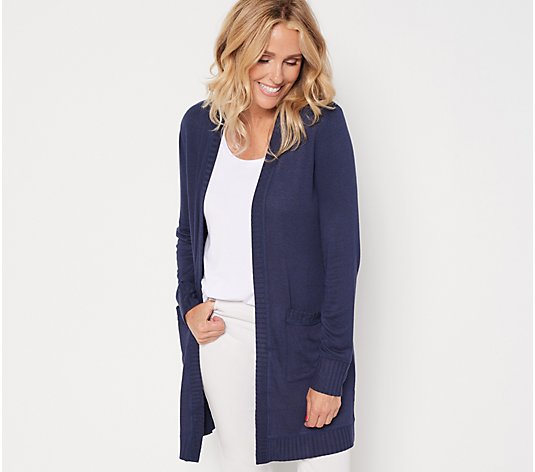 Belle by Kim Gravel Brushed Knit Duster Cardigan with Rib Trim