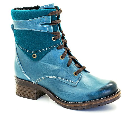 Dromedaris Leather Short Padded Lace-Up Boots -Kara Burel