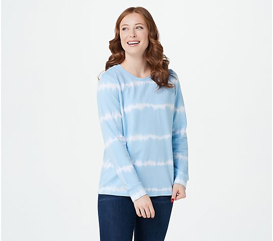 "As Is" Denim & Co. Tie-Dye French Terry Long-Sleeve Sweatshirt - QVC.com