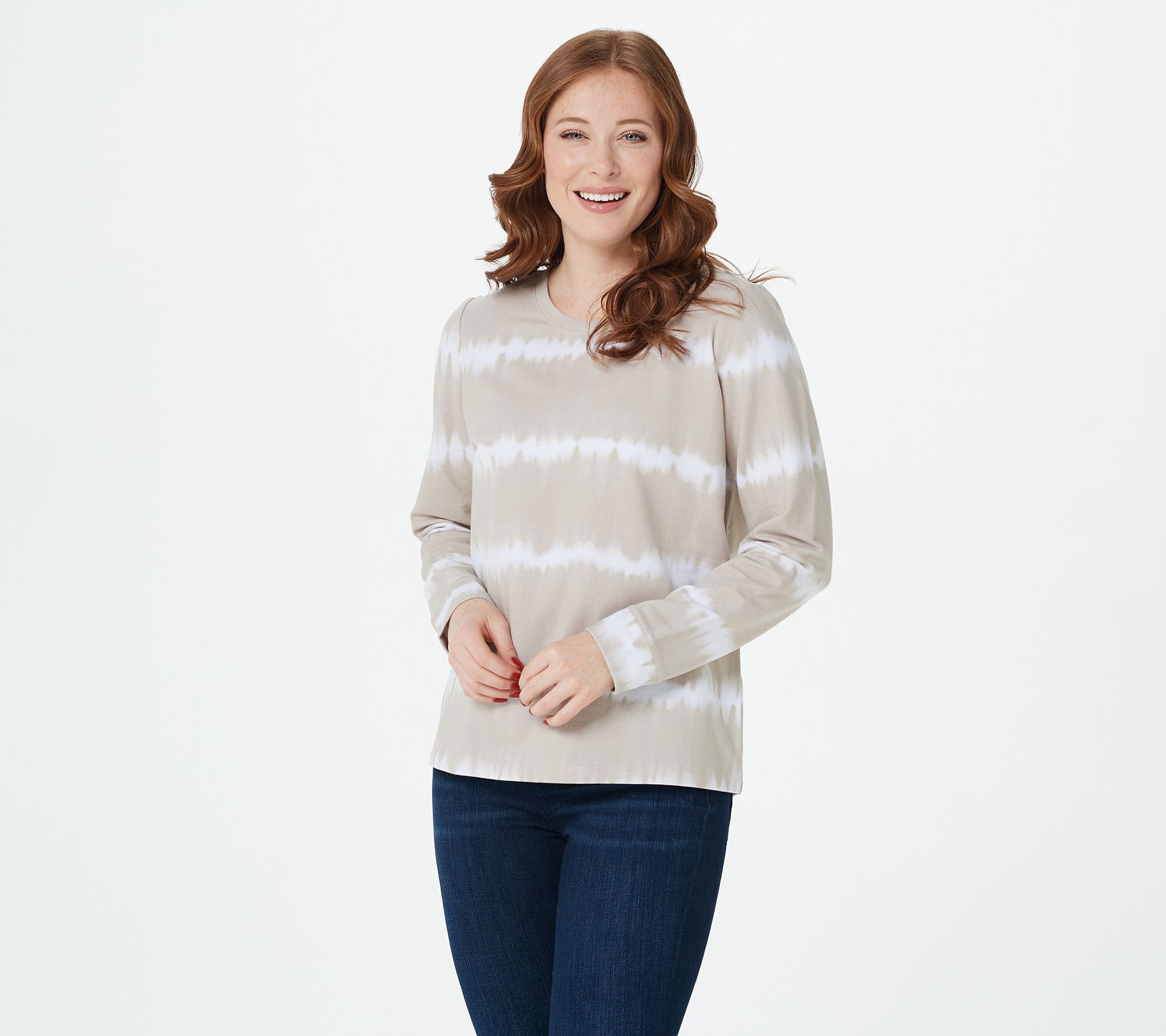 "As Is" Denim & Co. Tie-Dye French Terry Long-Sleeve Sweatshirt