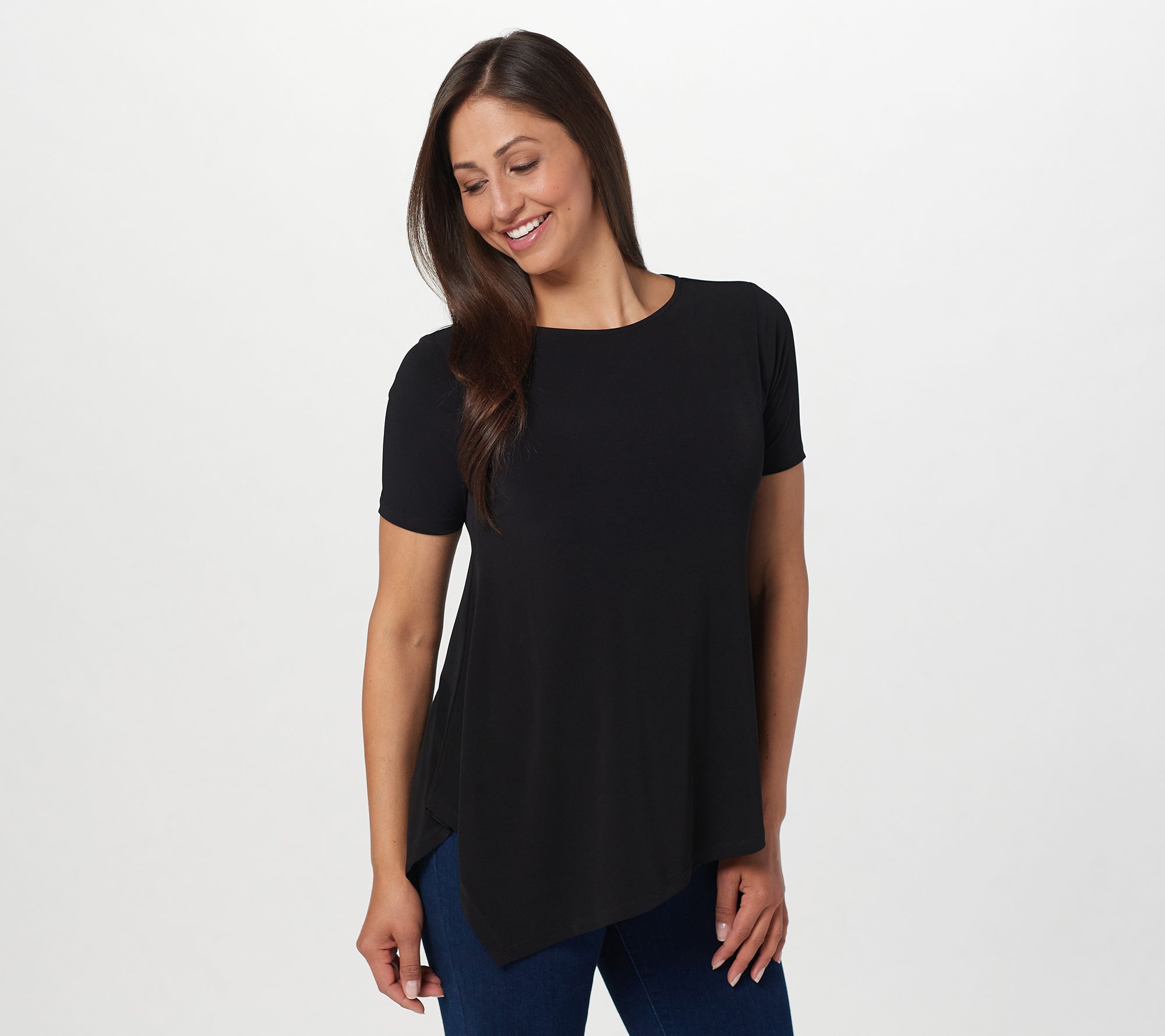 "As Is" Susan Graver Every Day Liquid Knit Asymmetrical Tunic