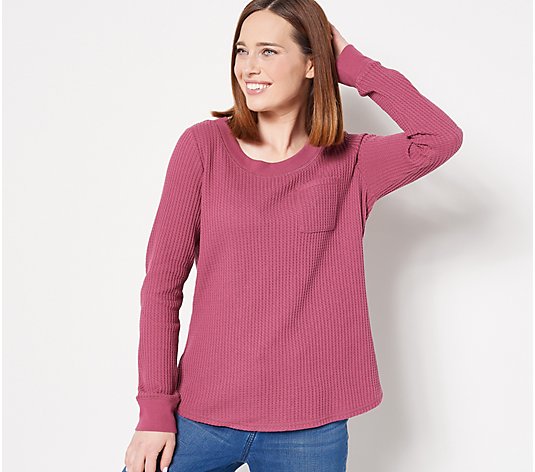 Belle by Kim Gravel One Pocket Waffle Long Sleeve Top