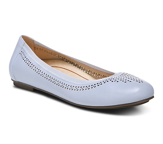 Vionic Perforated Leather Ballet Flats - Whisper