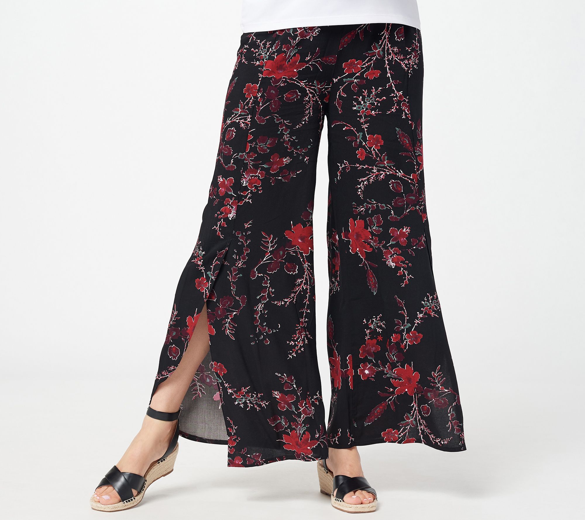 As Is Truth + Style Petite Printed Crepe Pull-On Palazzo Pants