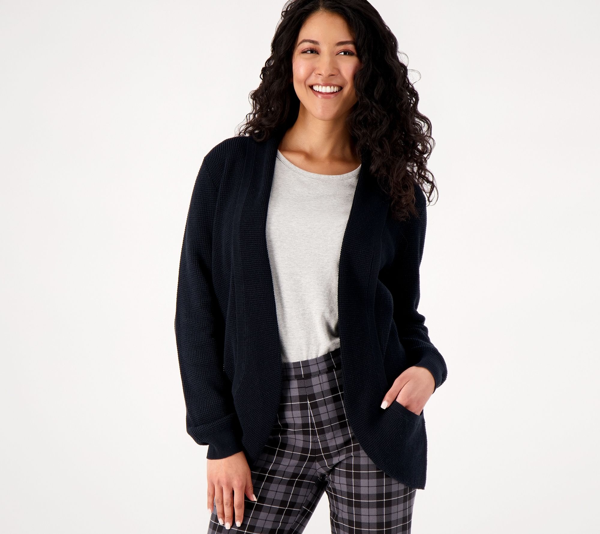 Belle by Kim Gravel Waffle Stitch Cardigan Sweater