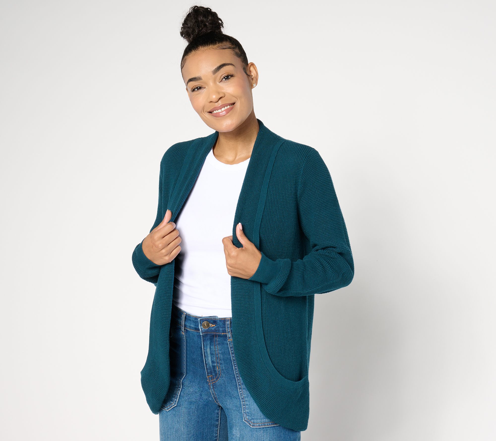 Belle by Kim Gravel Waffle Stitch Cardigan Sweater