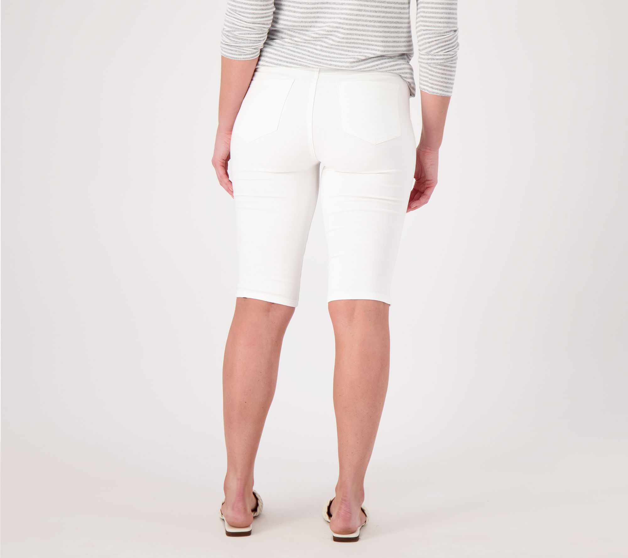 NYDJ Petite Denim Capri Pants - Knee Length With Riveted Side Seam Slit, Rena Stripe Wash