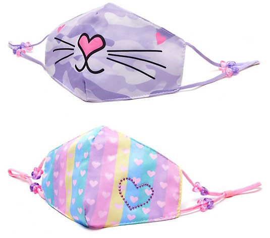OMG Accessories Bella Kitty & Heart Printed  Face Covering Se