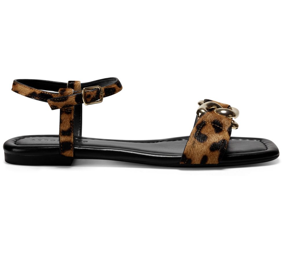 Aerosoles Leather Two-Piece Leopard Sandals - Yoyo - QVC.com
