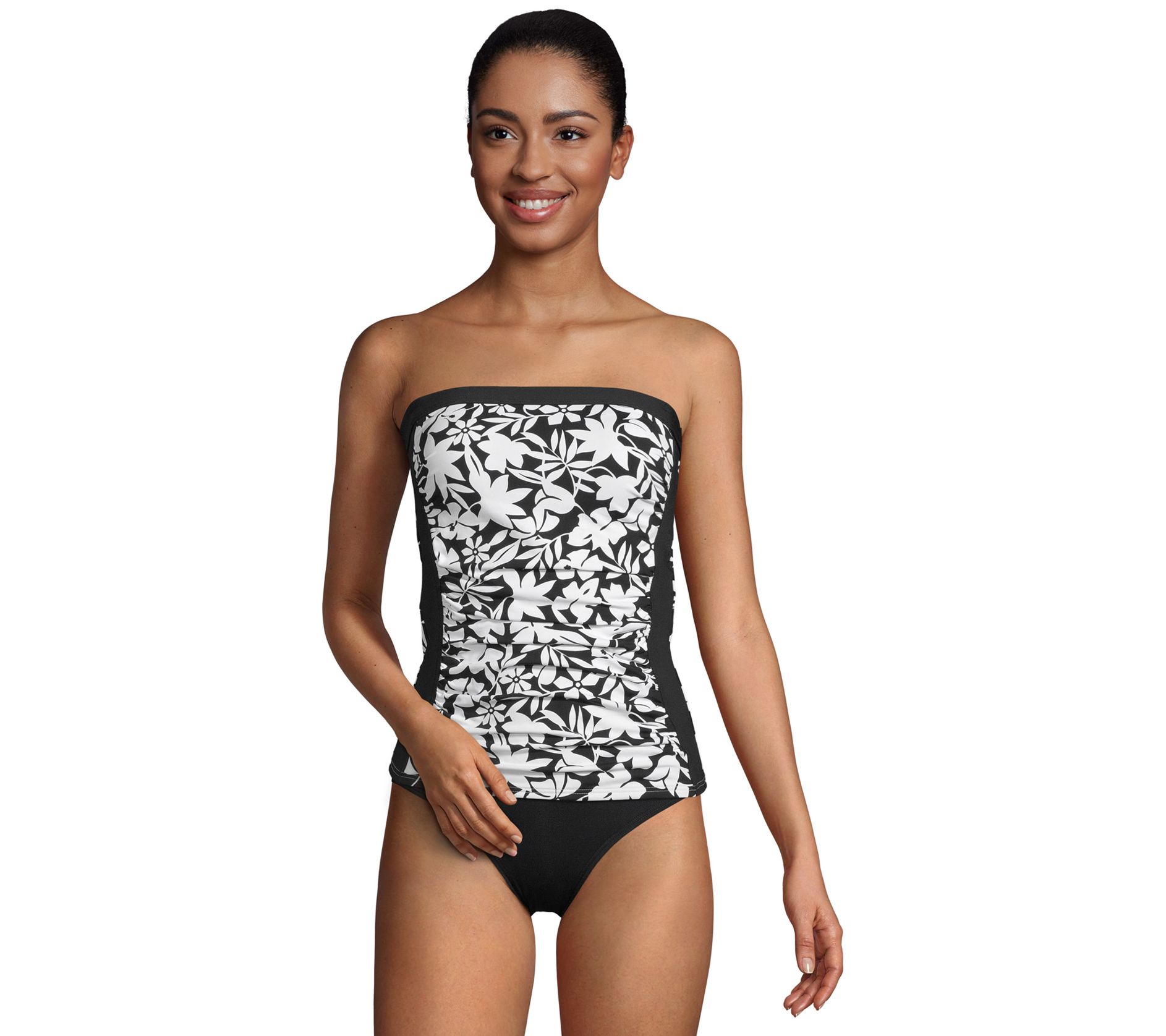 Lands' End D-Cup Bandeau Tankini with Remova ble Straps 