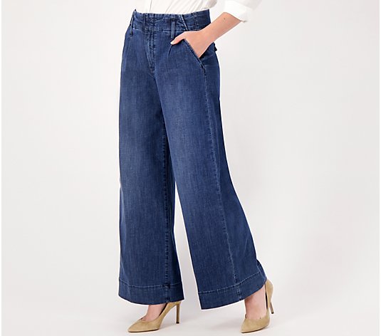 NYDJ Higher Rise Mona Wide-Leg Denim Trousers- Reminiscent