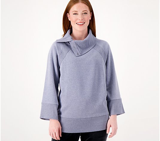 Isaac Mizrahi Live! Soho Plushed Back Pullover with Button Detail