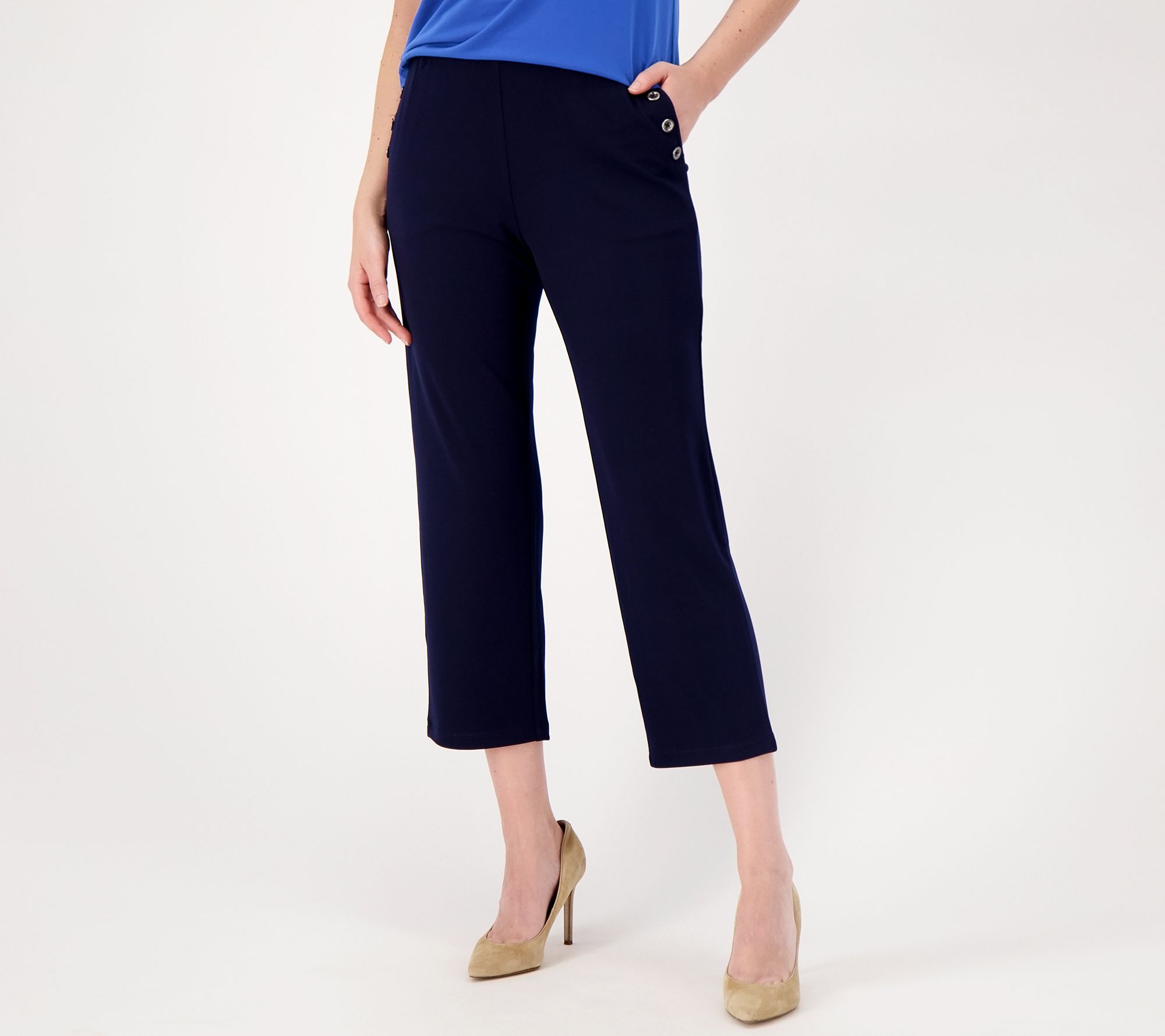 Susan Graver Regular Liquid Knit Straight Leg Crop Pants